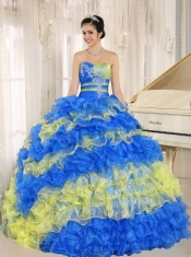 Stylish Colorful Quinceanera Dress With Ruffles And Appliques In 2013