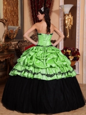 Yellow Green Ball Gown Strapless Elegant  Taffeta Appliques Quinceanera Dress