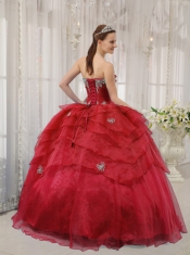 Sweet 16 Dresses In Red Ball Gown Strapless Floor-length With Organza Beading
