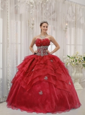 Sweet 16 Dresses In Red Ball Gown Strapless Floor-length With Organza Beading