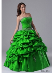 2013 Classical Ball Gown Pick-ups Quinceanera Dresses With Beading and Ruching