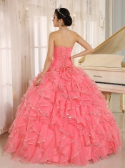 2013 New Styles Ruffles and Beaded For Red Quinceanera Dress Custom Made