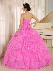 2013 Ruffles and Beaded For Hot Pink Pretty Quinceanera Dresses Custom Made