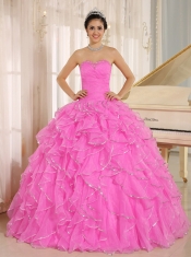 2013 Ruffles and Beaded For Hot Pink Pretty Quinceanera Dresses Custom Made