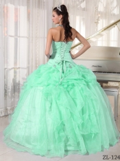 2014 Apple Green Ball Gown Strapless Floor-length Cheap Quinceanera Dresses