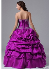 2014 Ball Gown Fuchsia Strapless Cheap Quinceanera Dresses
