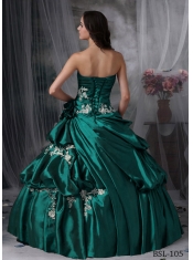 2014 Ball Gown Green Strapless Floor-length Cheap Quinceanera Dresses