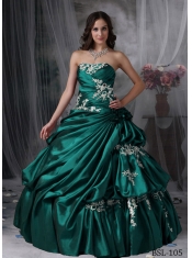2014 Ball Gown Green Strapless Floor-length Cheap Quinceanera Dresses