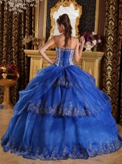 2014 Beautiful Blue Ball Gown Sweetheart Floor-length Cheap Quinceanera Dresses