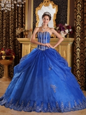 2014 Beautiful Blue Ball Gown Sweetheart Floor-length Cheap Quinceanera Dresses