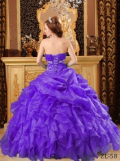 2014 Beautiful Purple Ball Gown Floor-length Organza Cheap Quinceanera Dresses