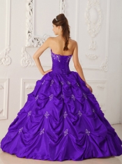 2014 Eggplant Purple Ball Gown Lace-up Strapless Floor-length Cheap Quinceanera Dresses