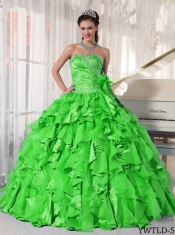 2014 Elegant Sleeveless Organza and Taffeta Beautiful Quinceanera Dress With Bead