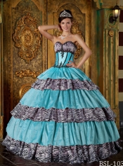 2014 Exclusive Ball Gown Sweetheart Floor-length Zebra Beautiful Quinceanera Dress Of The Brand New Style