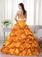 2014 Extravagant Sweetheart Taffeta Beautiful Quinceanera Dress In Orange Red