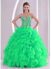 neon green ball gown