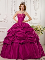 2014 Fashionable Hot Pink Ball Gown Sweetheart Floor-length Cheap Quinceanera Dresses
