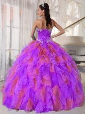 2014 Fashionable Multi-color Organza Appliques  Sweetheart Cheap Quinceanera Dresses