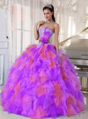 2014 Fashionable Multi-color Organza Appliques  Sweetheart Cheap Quinceanera Dresses