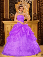 2014 Fashionable Purple Ball Gown Strapless Floor-length Cheap Quinceanera Dresses