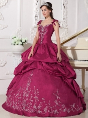 2014 Fashionable Red Ball Gown Straps Floor-length Cheap Quinceanera Dresses