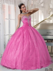 2014 Fashionable Rose Pink Ball Gown Sweetheart Floor-length Cheap Quinceanera Dresses