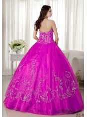 2014 Fuchsia Ball Gown Sweetheart Floor-length  Beading Cheap Quinceanera Dresses