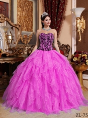 2014 Hot Pink And Black Sweetheart Embroidery with Beading Cheap Quinceanera Dresses