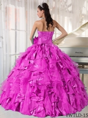 2014 Hot Pink Ball Gown Beading Sweetheart Floor-length Cheap Quinceanera Dresses
