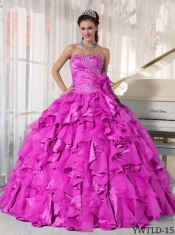 2014 Hot Pink Ball Gown Beading Sweetheart Floor-length Cheap Quinceanera Dresses