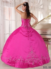 2014 Hot Pink Ball Gown Sleeveless Halter Floor-length Cheap Quinceanera Dresses