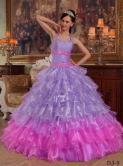 2014 Lavender Organza Ball Gown Halter Floor-length Cheap Quinceanera Dresses