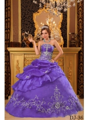 2014 Lavender Sleeveless Ball Gown Strapless Floor-length Cheap Quinceanera Dresses