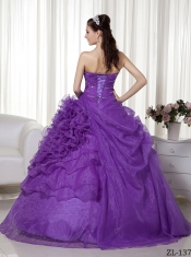 2014 most popular Floor-length Ball Gown Sweetheart Organza Beading Discount Quinceanera Dresses