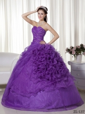 2014 most popular Floor-length Ball Gown Sweetheart Organza Beading Discount Quinceanera Dresses