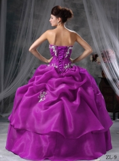 2014 new Sweetheart Floor-length Ball Gown Organza Appliques Discount Quinceanera Dresses