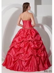 2014 nice sweetheart Taffeta Floor-length Discount Quinceanera Dresses with Beading