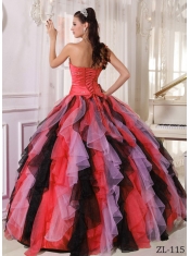 2014 One Shoulder  Beading And RufflesMulti-colored Ball Gown Beautiful Quinceanera Dress