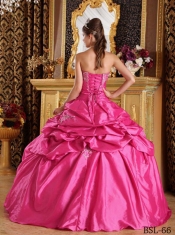 2014 Perfect Winter Hot Pink Ball Gown Strapless Taffeta Beautiful Quinceanera Dress In Elegant Style
