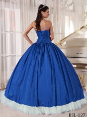 2014 Popular Blue and White Ball Gown Sweetheart Floor-length Cheap Quinceanera Dresses