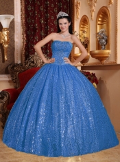 2014 Popular Blue Ball Gown Sweetheart Floor-length Cheap Quinceanera Dresses