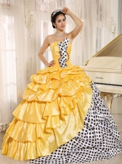 2014 Popular Floor-length Multi-color Pick-ups Strapless Taffeta Quinceanera Dress