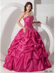 2014 popular Hot Pink Ball Gown Sweetheart Floor-length Cheap Quinceanera Dress