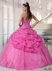 2014 Popular Pink Ball Gown Strapless Floor-length Cheap Quinceanera Dresses