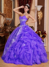 2014 Purple Ball Gown Sleeveless Organza Beading Cheap Quinceanera Dresses