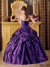2014 Purple Ball Gown Sleeveless Strapless Floor-length Cheap Quinceanera Dresses