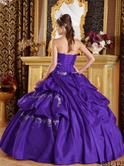 2014 Purple Ball Gown Sleeveless Strapless Floor-length Cheap Quinceanera Dresses