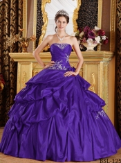 2014 Purple Ball Gown Sleeveless Strapless Floor-length Cheap Quinceanera Dresses