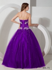 2014 Purple Ball Gown Strapless Floor-length Cheap Quinceanera Dresses