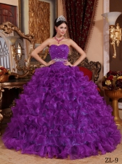 2014 Purple Ball Gown Sweetheart Sleeveless Floor-length Cheap Quinceanera Dresses
